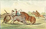 Native American Hunting Buffalo on Horseback by George Catlin